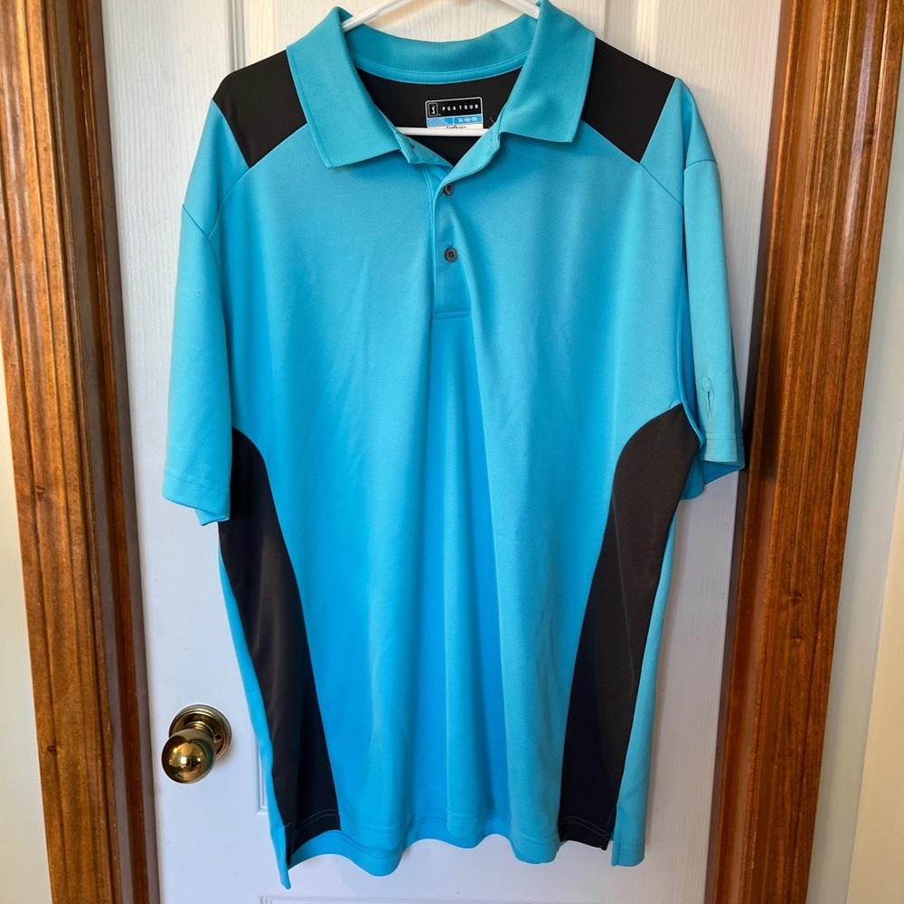 PGA Tour Men’s Teal Polo Polyester size XL